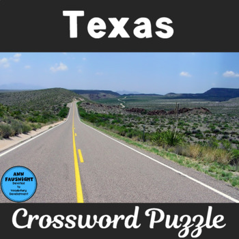 Texas Crossword Puzzle by Ann Fausnight Teachers Pay Teachers