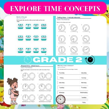 Preview of Explore Time Concepts with Grade 2 Worksheets