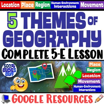 Preview of Explore the Five Themes of Geography 5-E Lesson | Intro to 5 Themes | Google