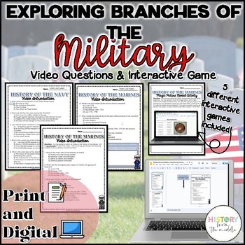 Preview of Explore the Military Branches|Veterans Day - Video & MagicArt - Print & Digital