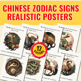 Explore the Mystical World: 12 Zodiac Animals Poster Set