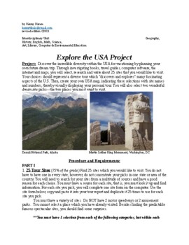 Preview of Explore the USA Project (interdisciplinary unit)