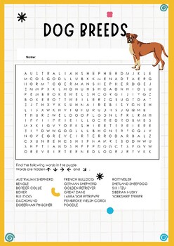 Preview of Explore the Wonderful World of Dog Breeds with this Exciting Word Search Puzzle!