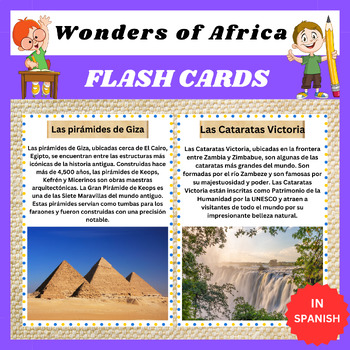 Preview of Explore the Wonders of Africa in Spanish with Printable Flashcards .