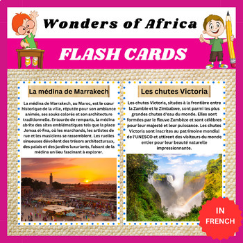 Preview of Explore the Wonders of Africa in french with Printable Flashcards .