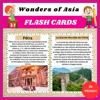 Preview of Explore the Wonders of Asia in French with Printable Flashcards .