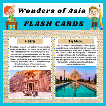 Preview of Explore the Wonders of Asia with Printable Flashcards .