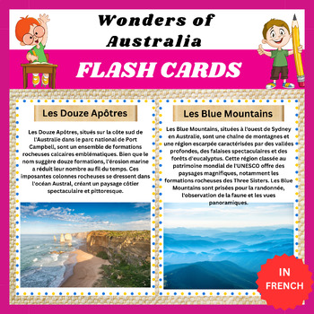 Preview of Explore the Wonders of Australia in French with Printable Flashcards .
