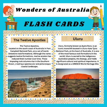 Preview of Explore the Wonders of Australia with Printable Flashcards .