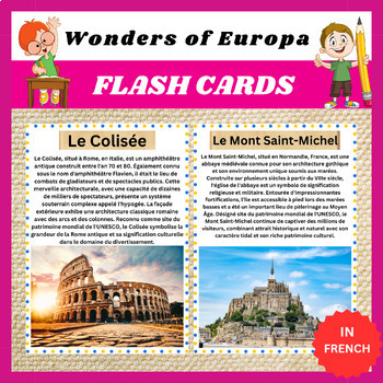 Preview of Explore the Wonders of Europe in French with Printable Flashcards .