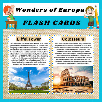 Preview of Explore the Wonders of Europe with Printable Flashcards.