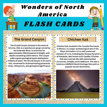 Preview of Explore the Wonders of North America with Printable Flashcards .