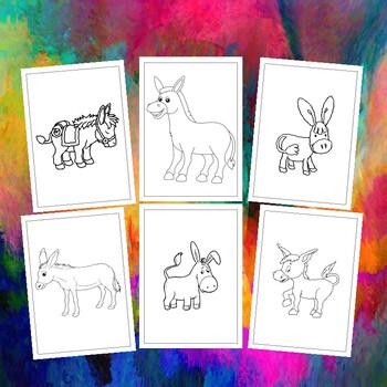 Donkey coloring printable page for kids