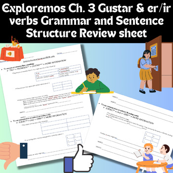 Preview of Review for Test or Quiz- Exploremos 1 Ch. 3 Gustar & -er/-ir ending verbs