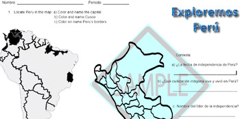 Preview of Exploremos Peru - Interactive worksheet to Explore Peru and practice Spanish