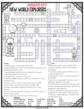 Explorer Crossword by Bow Tie Guy and Wife Teachers Pay Teachers