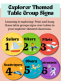 Explorer Themed Table Group Signs