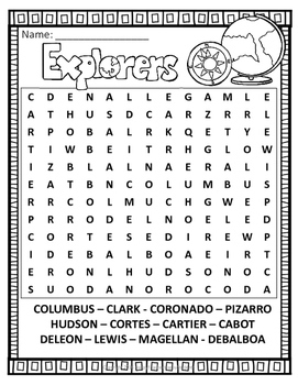 Famous Early Explorers Writing Activity (12 Explorers) & Explorers Word ...