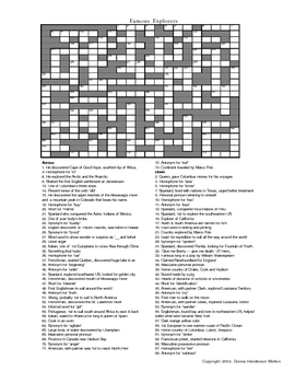 Preview of Explorers Crossword Puzzle