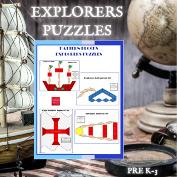 Preview of Explorers Pattern Block Mat Printables & Worksheets