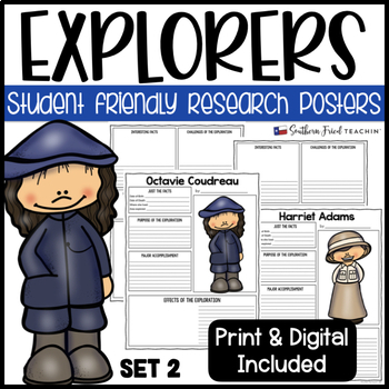 Preview of Explorers Set Two Biography Research Project Posters - Printable & Digital