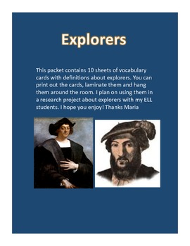 Preview of Explorers Vocabulary / Word Wall Cards