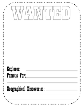Wanted Poster Project - New World Explorers