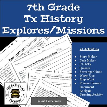 Preview of Explorers and Missions Bundle | 7th Grade Texas History | 15 Resources