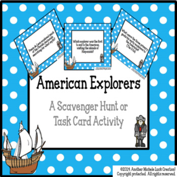 Preview of Explorers to America and New World Task Cards or Scavenger Hunt