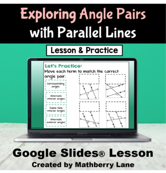 Preview of Exploring Angle Pair Relationships Parallel Lines Transversal Digital Lesson