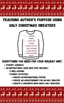 Preview of Exploring Author's Purpose with Ugly Holiday Sweaters