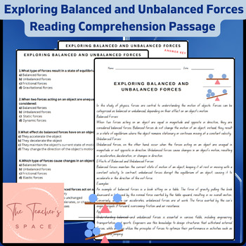 Preview of Exploring Balanced and Unbalanced Forces Reading Comprehension Passage