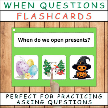 Preview of Exploring 'When' Questions with Visual Choices Flashcards