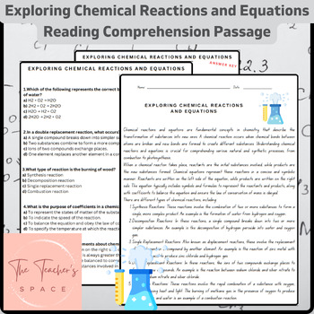 Preview of Exploring Chemical Reactions and Equations Reading Comprehension Passage