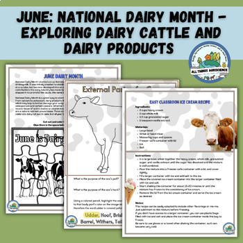 Preview of Explore Farm Animals, Dairy Cows, Dairy Products & Yummy Ice Cream Recipe