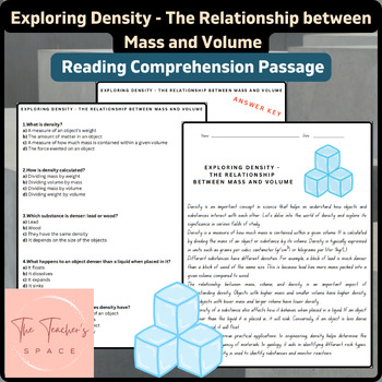 Preview of Exploring Density - The Relationship between Mass and Volume Reading Comprehe...