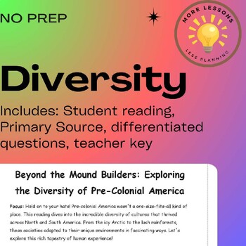 Preview of Exploring Diversity of Pre-Colonial America Reading Comprehension Worksheet