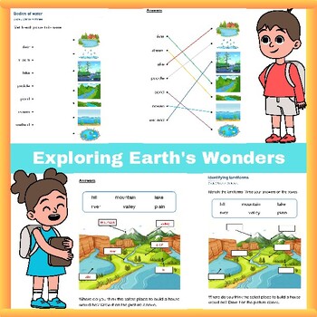 Preview of Exploring Earth's Wonders: Grade 2 Worksheets on Landforms, Water Bodies