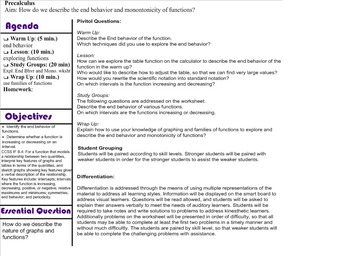 Preview of Exploring End Behavior and Monotonicity of Functions Notebook