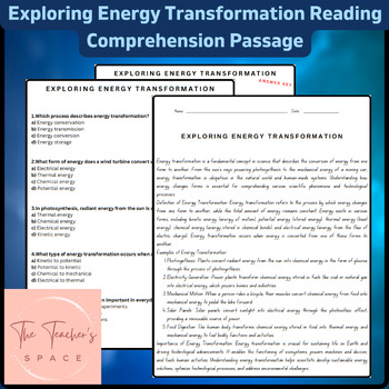 Preview of Exploring Energy Transformation Reading Comprehension Passage