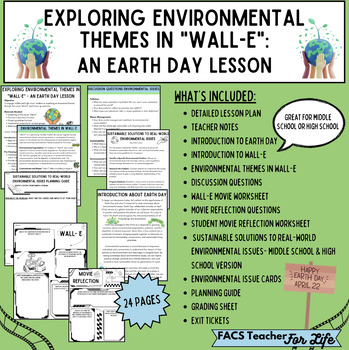 Preview of Exploring Environmental Themes In Wall-E: Earth Day -Science, HS/MS, NO PREP