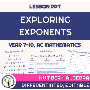 Preview of Exploring Exponents (Indices - Index, Expanded, Evaluated Forms) PPT