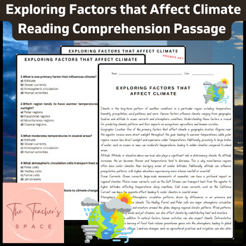 Preview of Exploring Factors that Affect Climate Reading Comprehension Passage