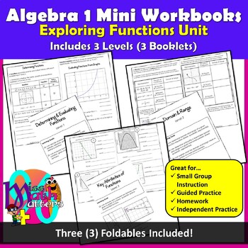 Preview of Exploring Functions Unit Foldables - 3 Mini Workbooks with Various Problems
