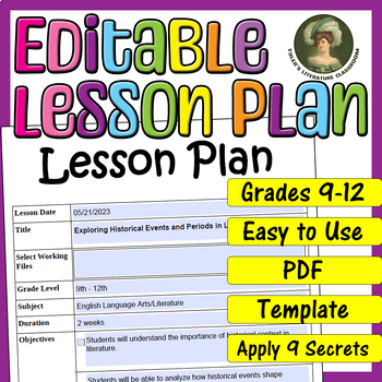 Preview of Exploring Historical Events : Editable Lesson Plan for High School