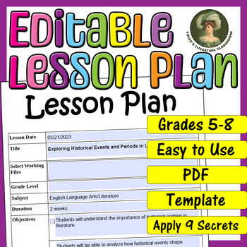 Preview of Exploring Historical Events : Editable Lesson Plan for Middle School