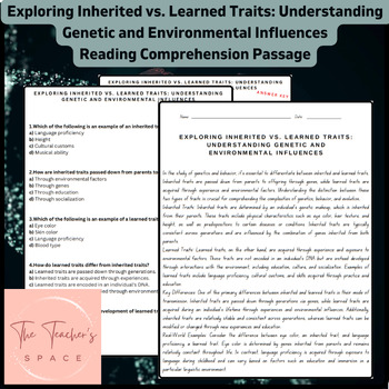 Preview of Exploring Inherited vs. Learned Traits: Reading Comprehension Passage