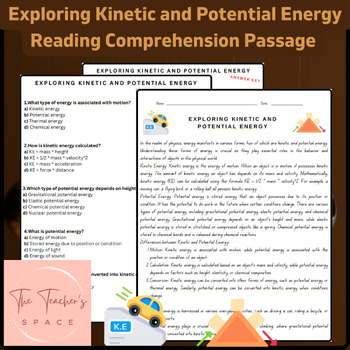Preview of Exploring Kinetic and Potential Energy Reading Comprehension Passage