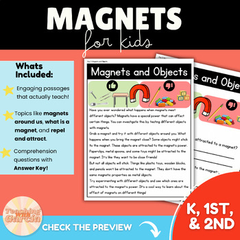 Preview of Exploring Magnets | Comprehension Reading Passage | Project Based Learning