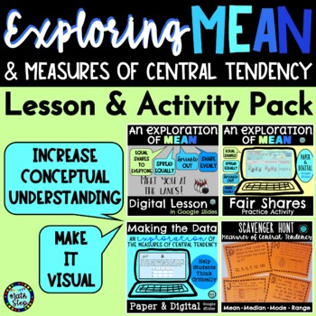 Preview of Exploring Mean & Measures of Central Tendency Lesson & Activity Pack BUNDLE